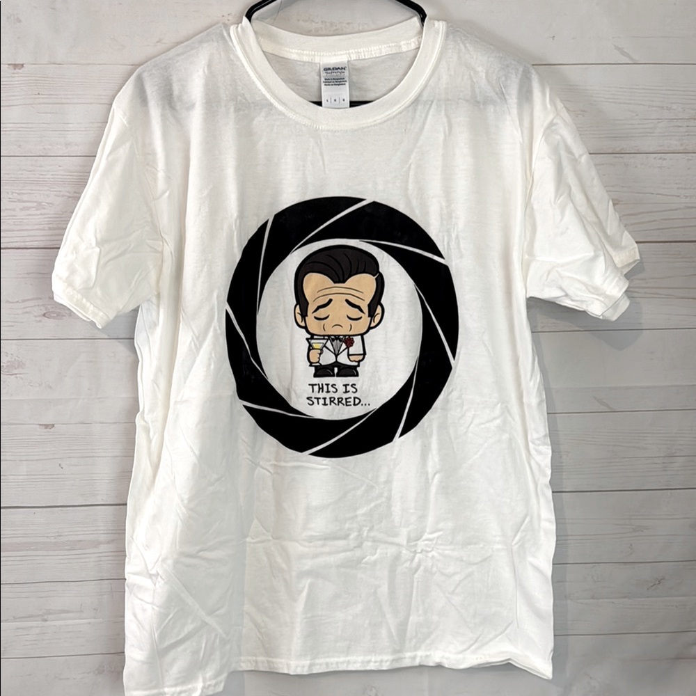 Loot Crate James Bond Size L This is Stirred Graphic White T-Shirt New